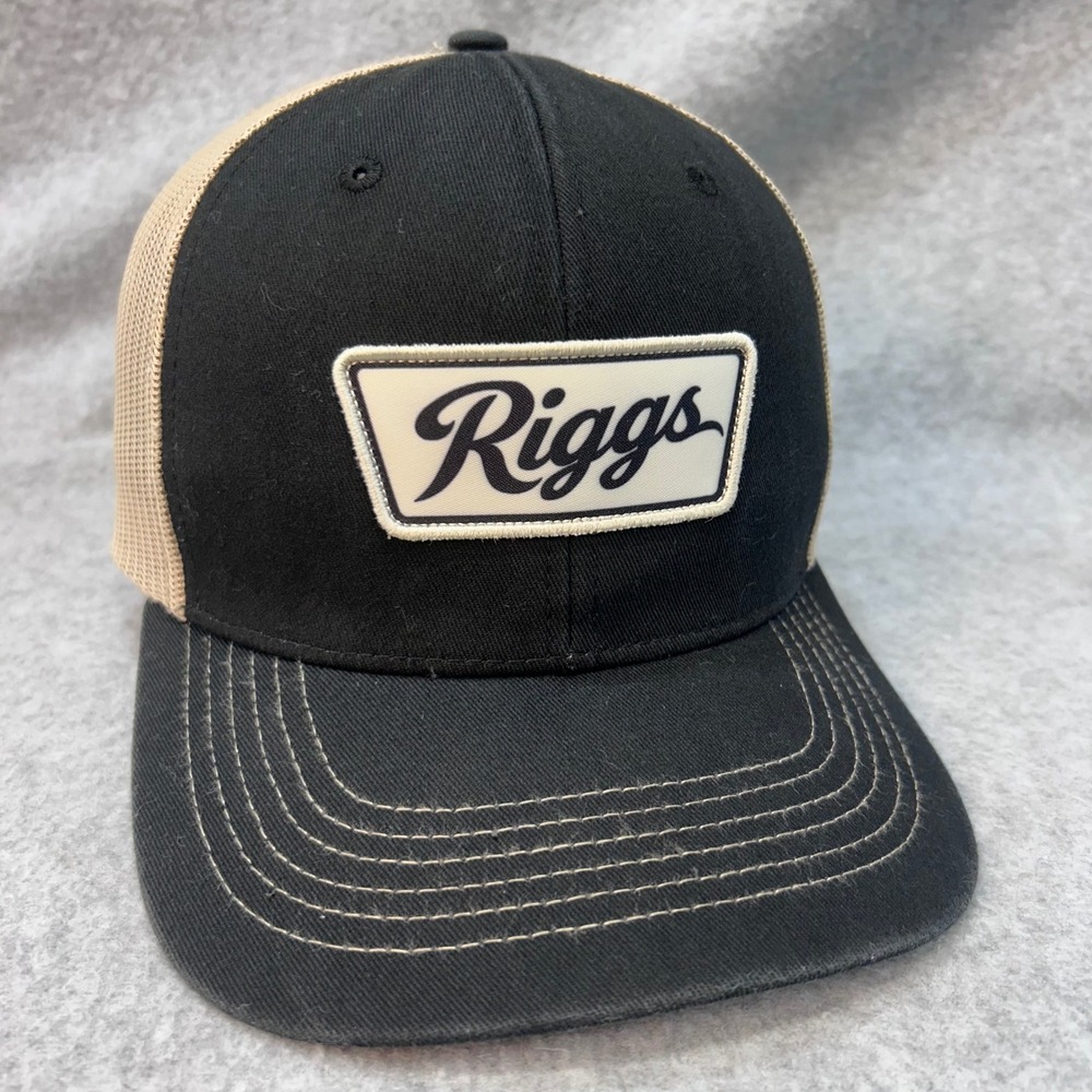 Riggs Patch Mens Black Tan Riggs Trucker Hat Mesh Snapback Adjustable OSFM